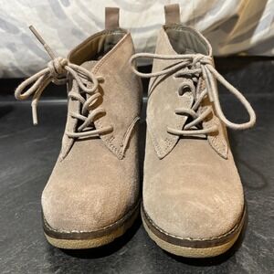 Sonoma Nadine Wedge Ankle Boots Suede Women Size 7.5 Taupe Casual Lace Up Kohl's